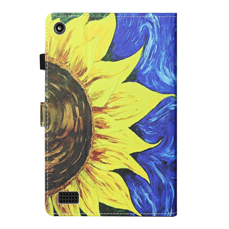 For Kindle Fire HD7 2015 / 2017 / 2019 Colored Drawing Stitching Horizontal Flip Leather Case with Holder & Card Slots & Anti-skid strip