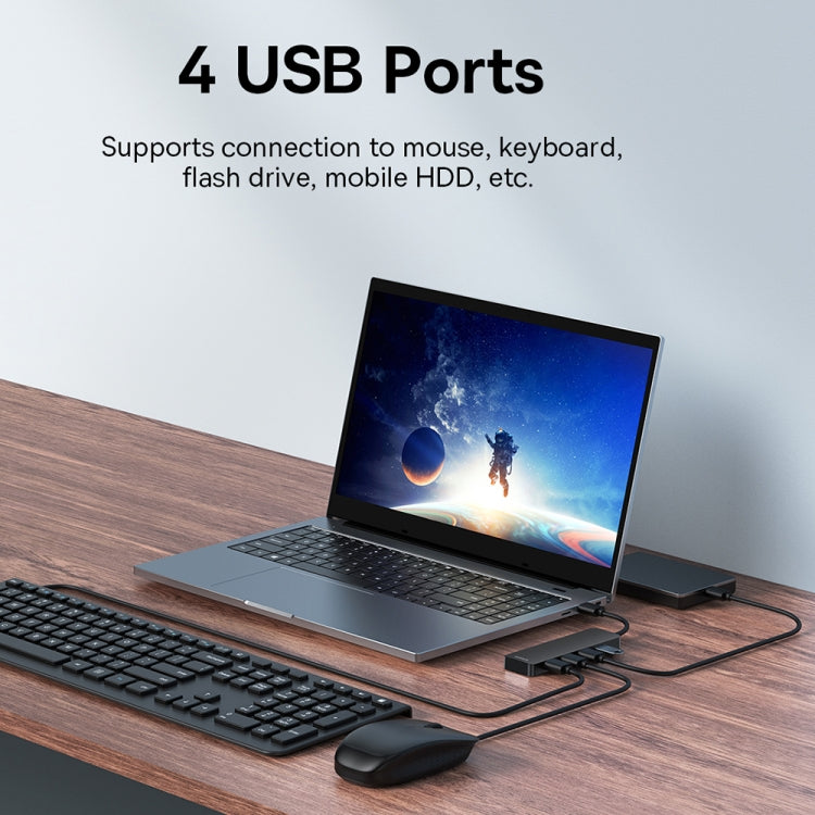 Baseus Ultra Joy Series 4 in 1 USB to USB3.0x4 HUB Adapter, Cable Length: