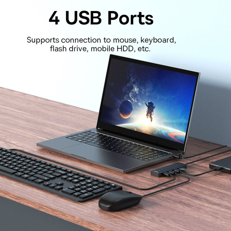 Baseus Ultra Joy Series 4 in 1 USB to USB3.0x4 HUB Adapter, Cable Length: