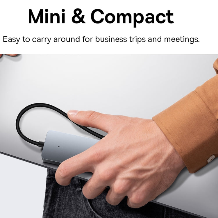 Baseus Ultra Joy Series 4 in 1 USB to USB3.0x4 HUB Adapter, Cable Length: 15cm(Space Grey)