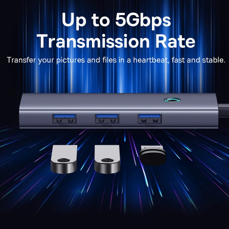Baseus Ultra Joy Series 5 in 1 USB-C / Type-C to USB3.0x4+PDx1 HUB Adapter(Space Grey)