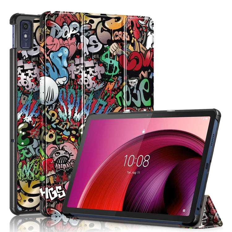 For Lenovo Tab M10 5G 10.6 3-folding Magnetic Buckle Coloured Drawing Leather Smart Tablet Case