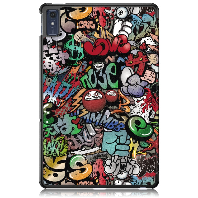 For Lenovo Tab M10 5G 10.6 3-folding Magnetic Buckle Coloured Drawing Leather Smart Tablet Case