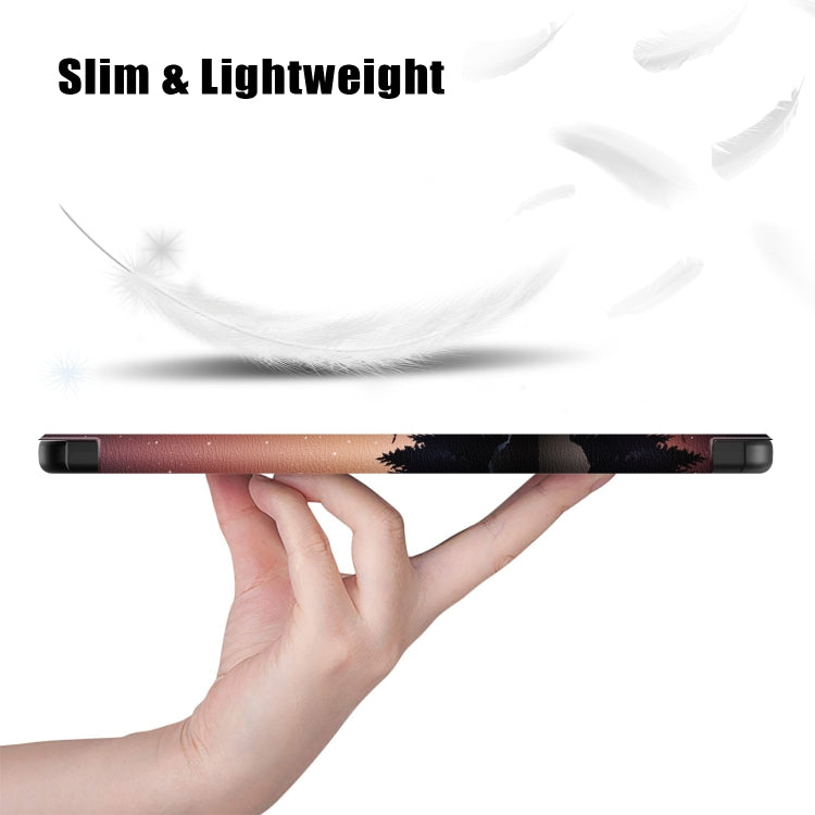 For Lenovo Tab M10 5G 10.6 3-folding Magnetic Buckle Coloured Drawing Leather Smart Tablet Case