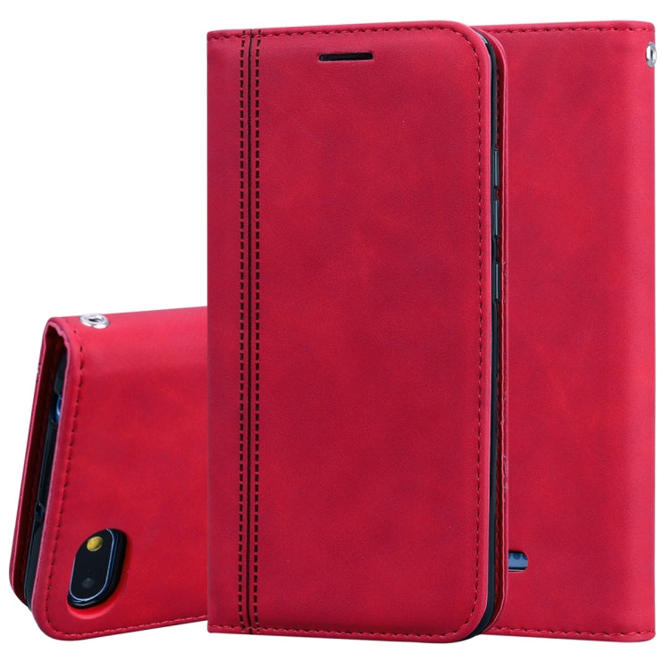 For Xiaomi Redmi 6A Frosted Business Magnetic Horizontal Flip PU Leather Case with Holder & Card Slot & Lanyard