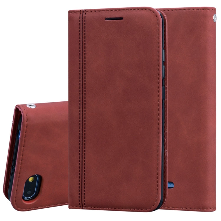 For Xiaomi Redmi 6A Frosted Business Magnetic Horizontal Flip PU Leather Case with Holder & Card Slot & Lanyard