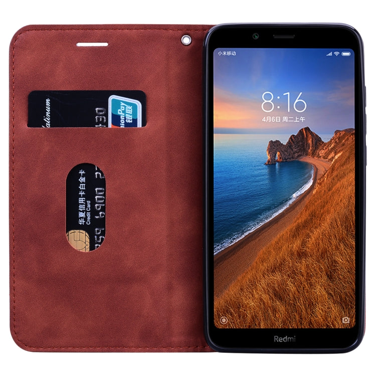 For Xiaomi Redmi 7A Frosted Business Magnetic Horizontal Flip PU Leather Case with Holder & Card Slot & Lanyard