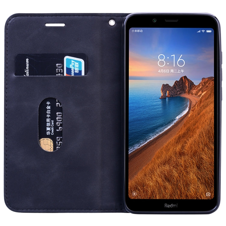 For Xiaomi Redmi 7A Frosted Business Magnetic Horizontal Flip PU Leather Case with Holder & Card Slot & Lanyard