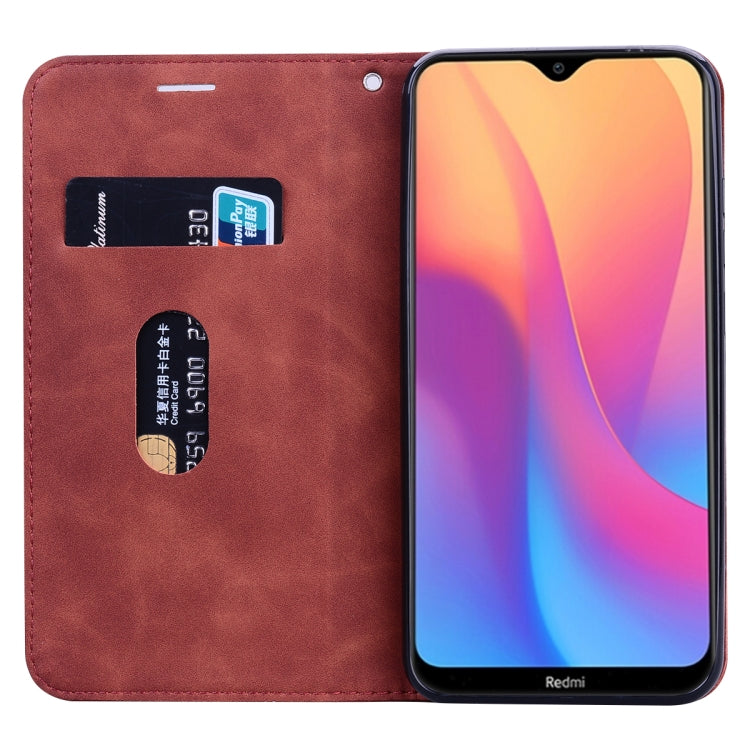 For Xiaomi Redmi 8A Frosted Business Magnetic Horizontal Flip PU Leather Case with Holder & Card Slot & Lanyard