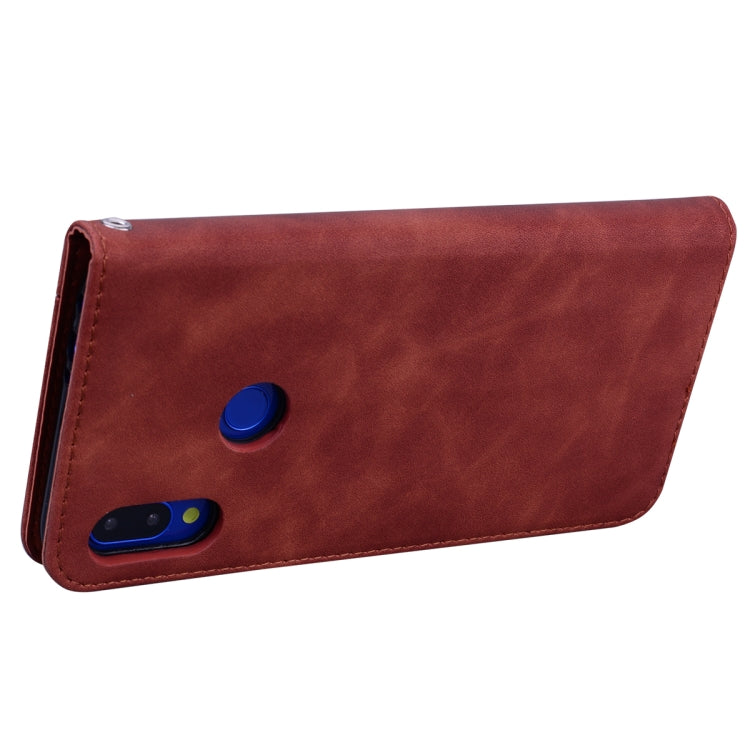 For Xiaomi Redmi Note 7 Frosted Business Magnetic Horizontal Flip PU Leather Case with Holder & Card Slot & Lanyard