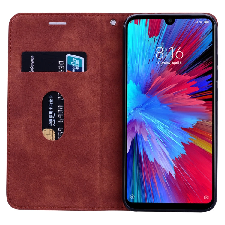 For Xiaomi Redmi Note 7 Frosted Business Magnetic Horizontal Flip PU Leather Case with Holder & Card Slot & Lanyard