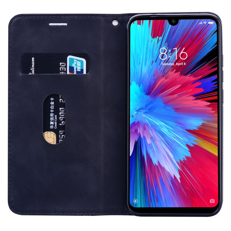 For Xiaomi Redmi Note 7 Frosted Business Magnetic Horizontal Flip PU Leather Case with Holder & Card Slot & Lanyard