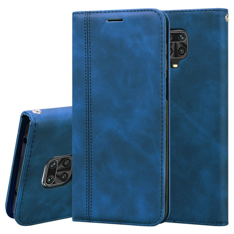 For Xiaomi Redmi Note 9S Frosted Business Magnetic Horizontal Flip PU Leather Case with Holder & Card Slot & Lanyard