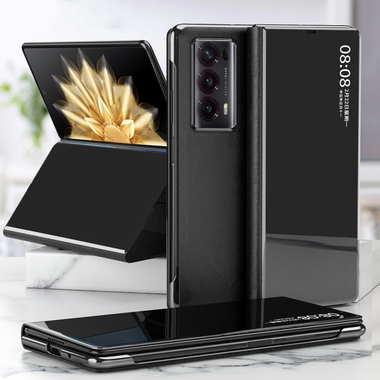 For Honor Magic V2 Electroplated Mirror Protective Phone Case with Holder