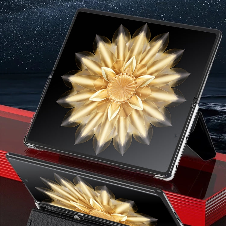 For Honor Magic V2 Smart View Window Plain Leather Phone Case