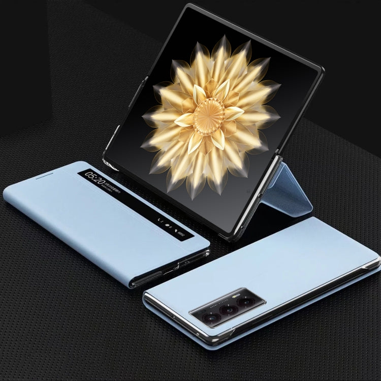 For Honor Magic V2 Smart View Window Plain Leather Phone Case