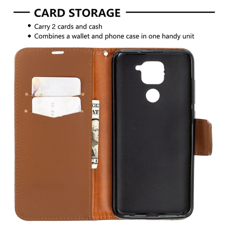 For Xiaomi Redmi Note 9 Litchi Texture Pure Color Horizontal Flip Leather Case with Holder & Card Slots & Wallet & Lanyard