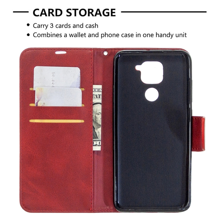 For Xiaomi Redmi Note 9 Retro Lambskin Texture Pure Color Horizontal Flip PU Leather Case with Holder & Card Slots & Wallet & Lanyard
