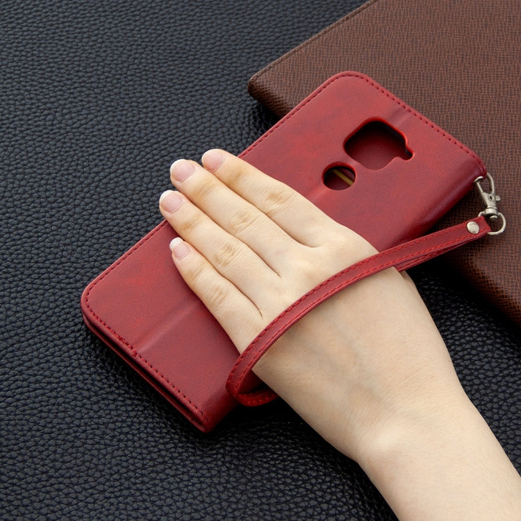 For Xiaomi Redmi Note 9 Retro Lambskin Texture Pure Color Horizontal Flip PU Leather Case with Holder & Card Slots & Wallet & Lanyard