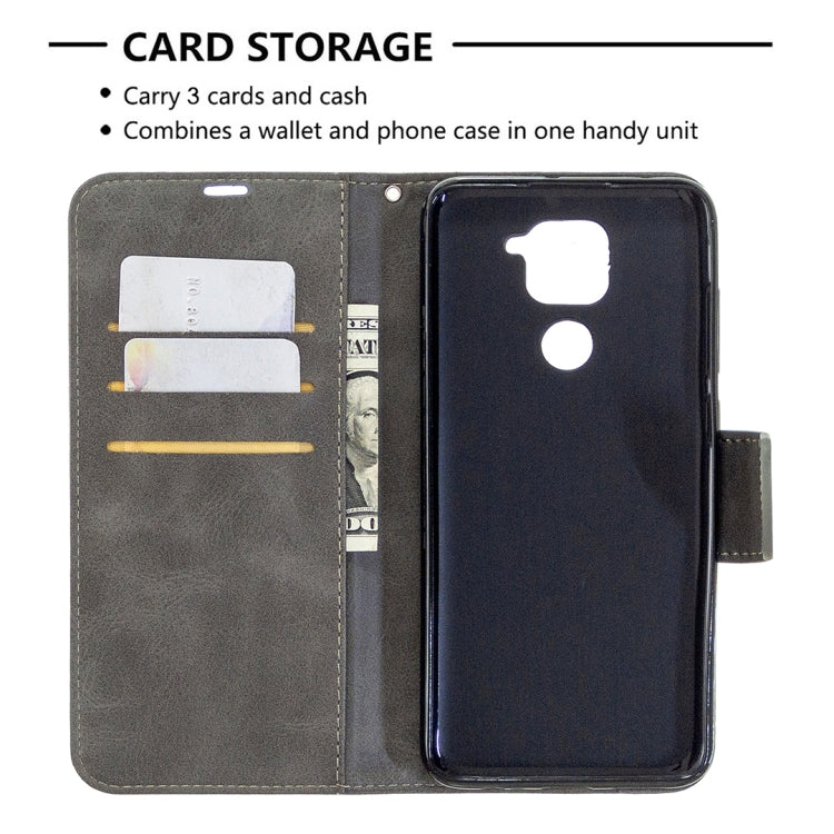 For Xiaomi Redmi Note 9 Retro Lambskin Texture Pure Color Horizontal Flip PU Leather Case with Holder & Card Slots & Wallet & Lanyard