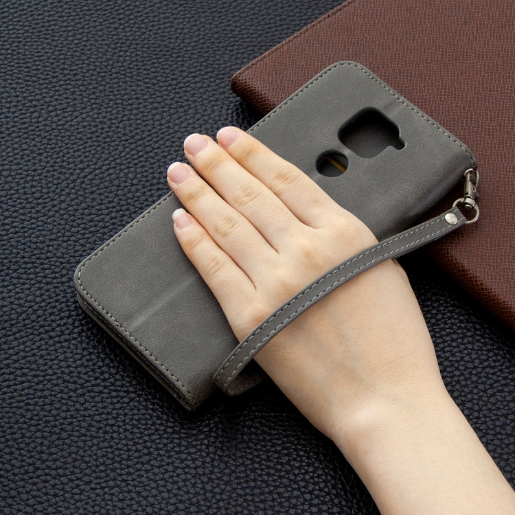 For Xiaomi Redmi Note 9 Retro Lambskin Texture Pure Color Horizontal Flip PU Leather Case with Holder & Card Slots & Wallet & Lanyard