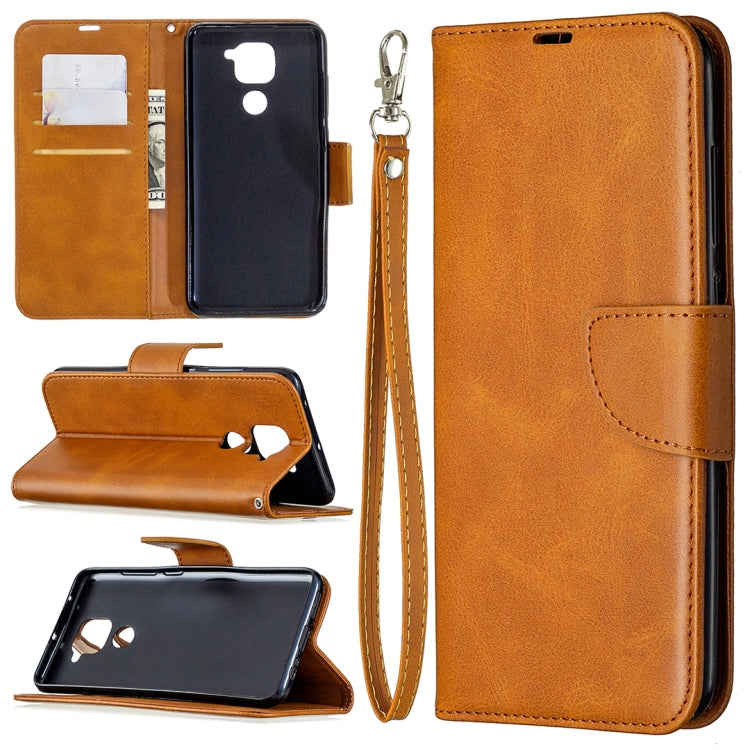 For Xiaomi Redmi Note 9 Retro Lambskin Texture Pure Color Horizontal Flip PU Leather Case with Holder & Card Slots & Wallet & Lanyard