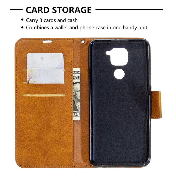 For Xiaomi Redmi Note 9 Retro Lambskin Texture Pure Color Horizontal Flip PU Leather Case with Holder & Card Slots & Wallet & Lanyard