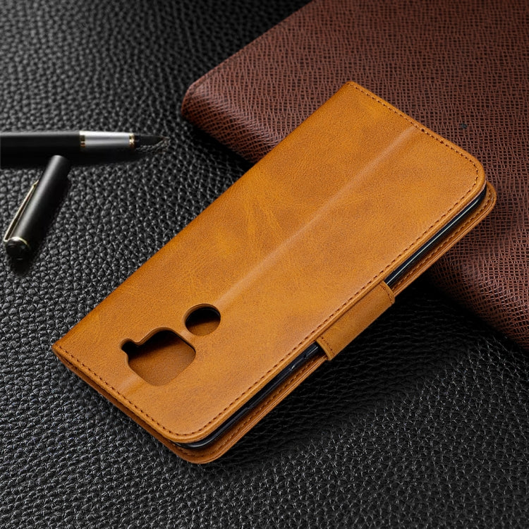 For Xiaomi Redmi Note 9 Retro Lambskin Texture Pure Color Horizontal Flip PU Leather Case with Holder & Card Slots & Wallet & Lanyard