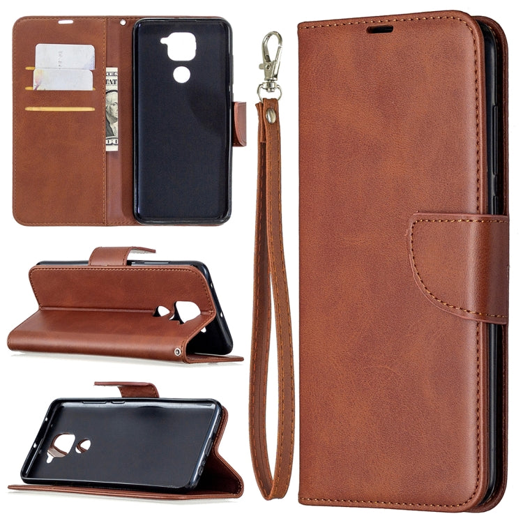 For Xiaomi Redmi Note 9 Retro Lambskin Texture Pure Color Horizontal Flip PU Leather Case with Holder & Card Slots & Wallet & Lanyard