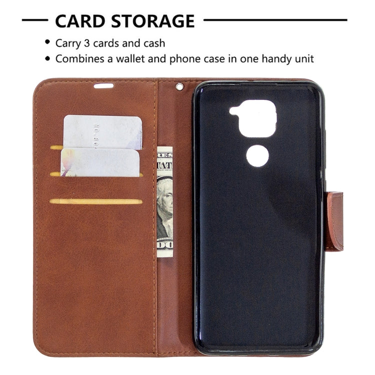 For Xiaomi Redmi Note 9 Retro Lambskin Texture Pure Color Horizontal Flip PU Leather Case with Holder & Card Slots & Wallet & Lanyard