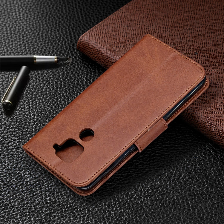 For Xiaomi Redmi Note 9 Retro Lambskin Texture Pure Color Horizontal Flip PU Leather Case with Holder & Card Slots & Wallet & Lanyard