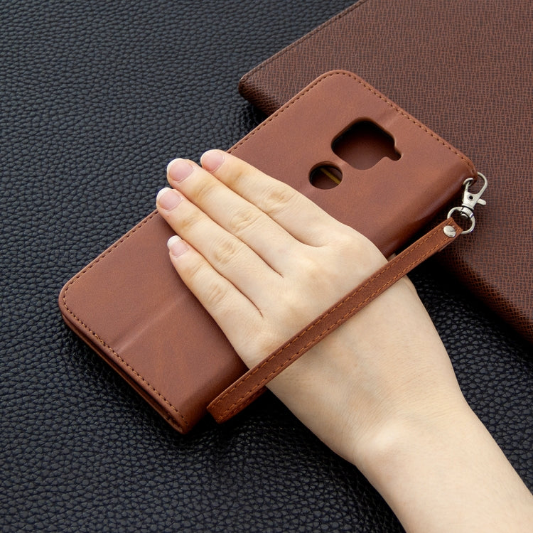 For Xiaomi Redmi Note 9 Retro Lambskin Texture Pure Color Horizontal Flip PU Leather Case with Holder & Card Slots & Wallet & Lanyard