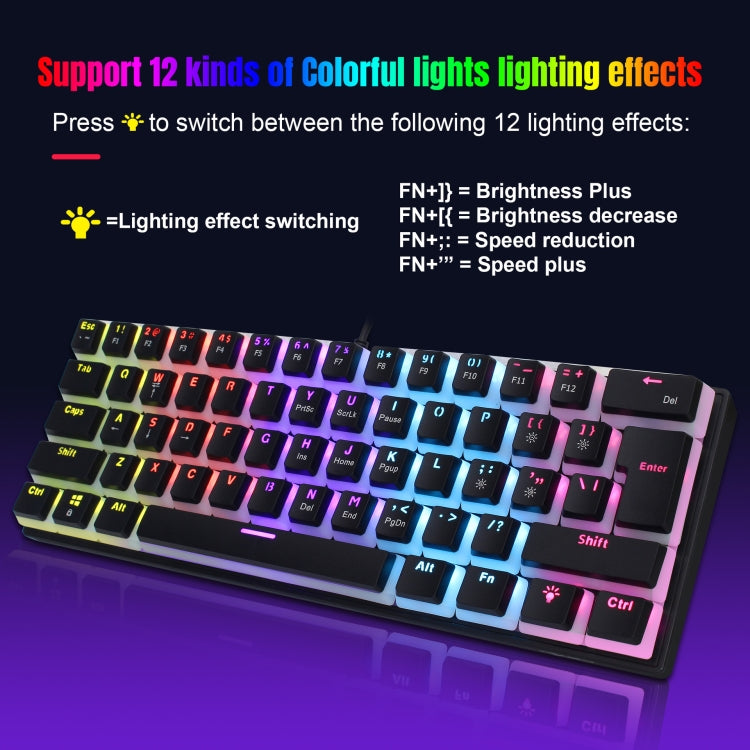 HXSJ L700 Wired RGB Mechanical Keyboard 61 Pudding Key Caps(Black)