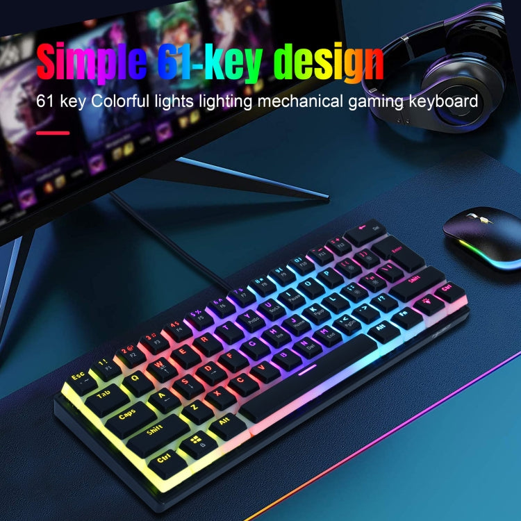 HXSJ L700 Wired RGB Mechanical Keyboard 61 Pudding Key Caps(Black)