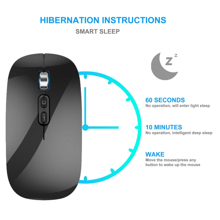 HXSJ M103 1600DPI UV Dual Mode 2.4GHz + Bluetooth 5.1 Wireless Rechargeable Mouse(Black)