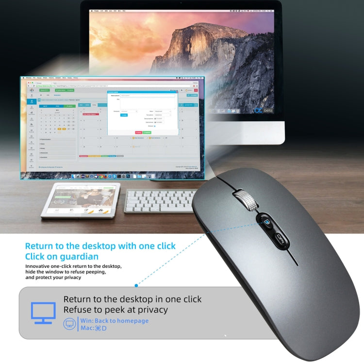 HXSJ M103 1600DPI UV 2.4GHz Wireless Rechargeable Mouse(Black)