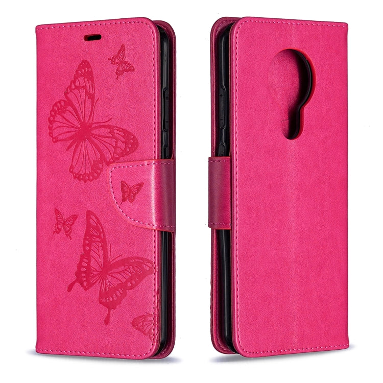 For Nokia 5.3 Two Butterflies Embossing Pattern Horizontal Flip Leather Case with Holder & Card Slot & Wallet & Lanyard