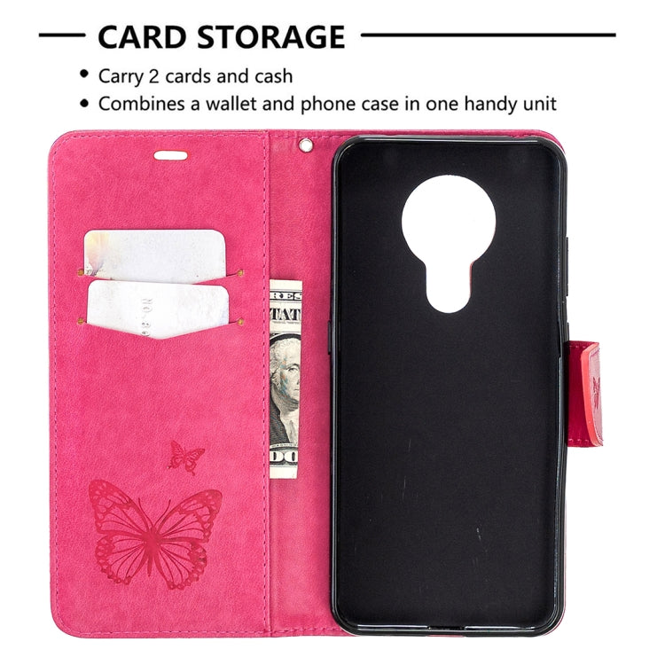 For Nokia 5.3 Two Butterflies Embossing Pattern Horizontal Flip Leather Case with Holder & Card Slot & Wallet & Lanyard