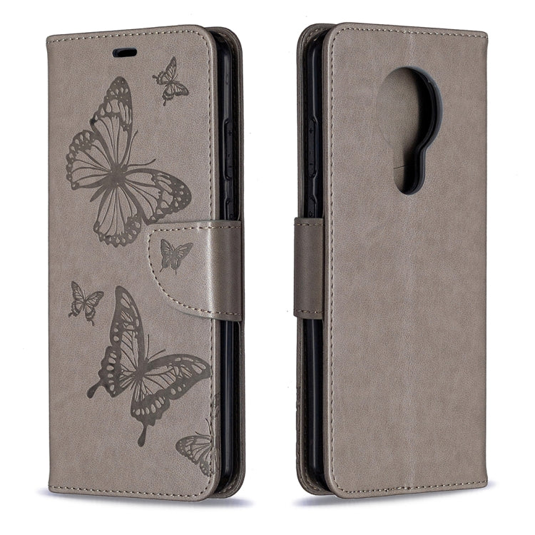 For Nokia 5.3 Two Butterflies Embossing Pattern Horizontal Flip Leather Case with Holder & Card Slot & Wallet & Lanyard