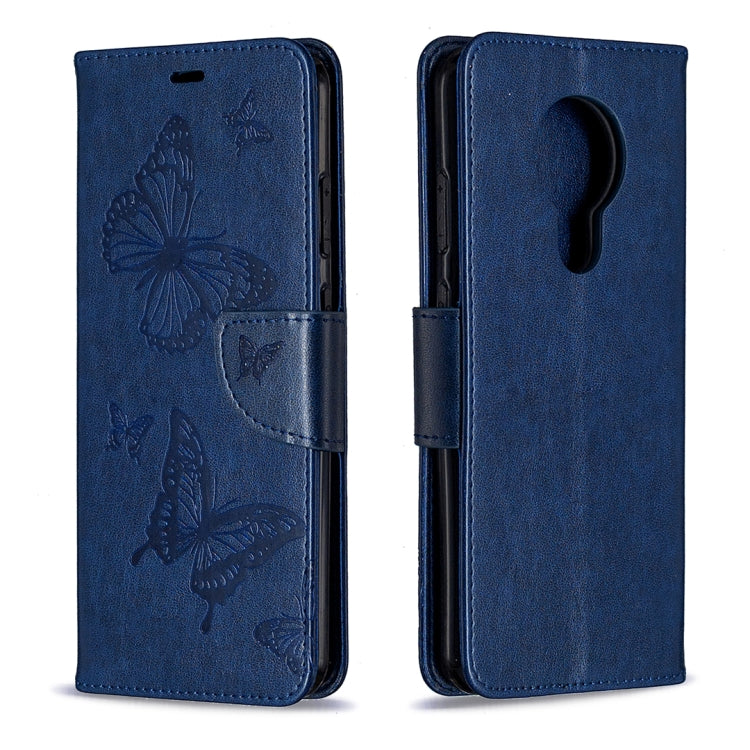 For Nokia 5.3 Two Butterflies Embossing Pattern Horizontal Flip Leather Case with Holder & Card Slot & Wallet & Lanyard