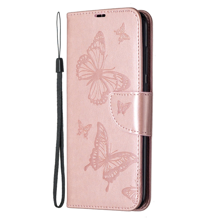 For Xiaomi Redmi Note 9 Two Butterflies Embossing Pattern Horizontal Flip Leather Case with Holder & Card Slot & Wallet & Lanyard