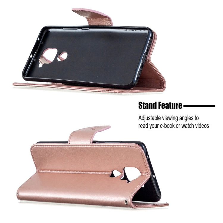 For Xiaomi Redmi Note 9 Two Butterflies Embossing Pattern Horizontal Flip Leather Case with Holder & Card Slot & Wallet & Lanyard