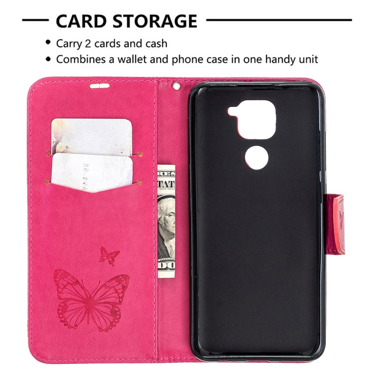 For Xiaomi Redmi Note 9 Two Butterflies Embossing Pattern Horizontal Flip Leather Case with Holder & Card Slot & Wallet & Lanyard
