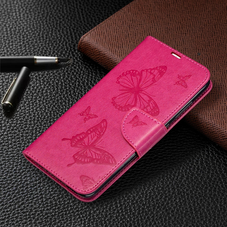 For Xiaomi Redmi Note 9 Two Butterflies Embossing Pattern Horizontal Flip Leather Case with Holder & Card Slot & Wallet & Lanyard
