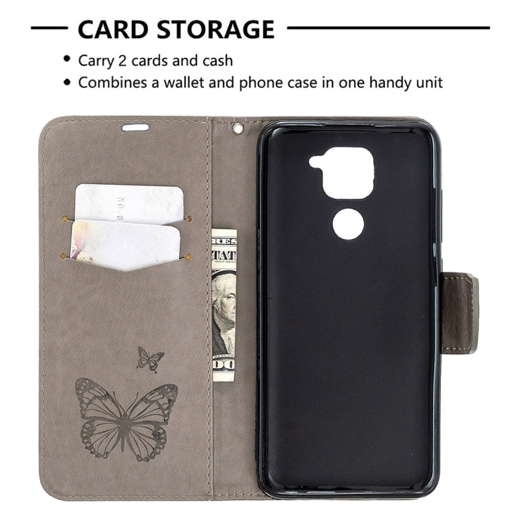 For Xiaomi Redmi Note 9 Two Butterflies Embossing Pattern Horizontal Flip Leather Case with Holder & Card Slot & Wallet & Lanyard