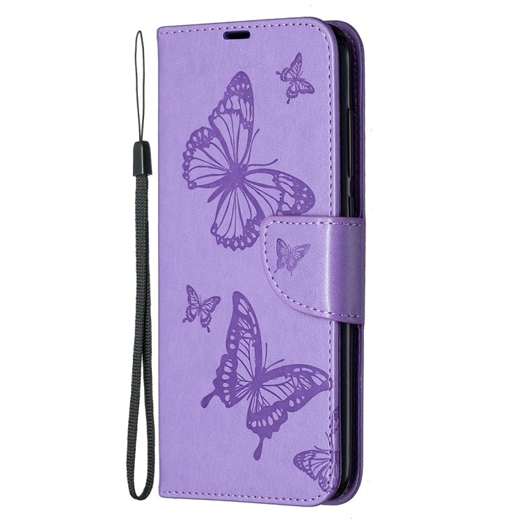 For Xiaomi Redmi Note 9 Two Butterflies Embossing Pattern Horizontal Flip Leather Case with Holder & Card Slot & Wallet & Lanyard