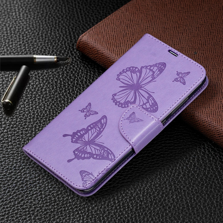 For Xiaomi Redmi Note 9 Two Butterflies Embossing Pattern Horizontal Flip Leather Case with Holder & Card Slot & Wallet & Lanyard
