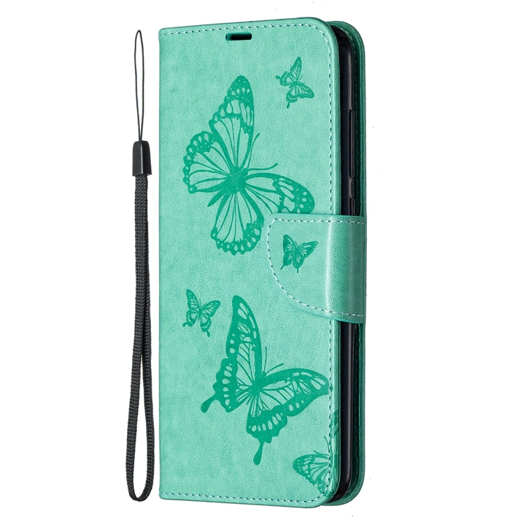 For Xiaomi Redmi Note 9 Two Butterflies Embossing Pattern Horizontal Flip Leather Case with Holder & Card Slot & Wallet & Lanyard