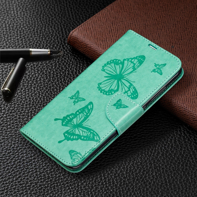 For Xiaomi Redmi Note 9 Two Butterflies Embossing Pattern Horizontal Flip Leather Case with Holder & Card Slot & Wallet & Lanyard