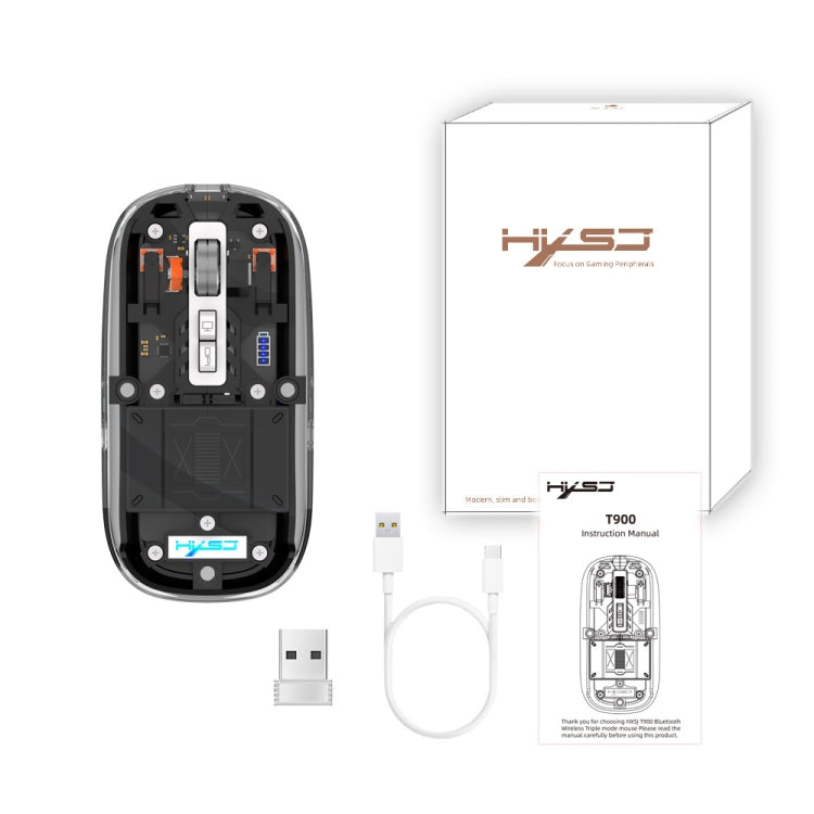 HXSJ T900 Transparent Magnet Three-mode Wireless Gaming Mouse